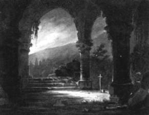 Louis Jacques Mandé Daguerre: „Clair de lune“, Tuschzeichnung, um 1826