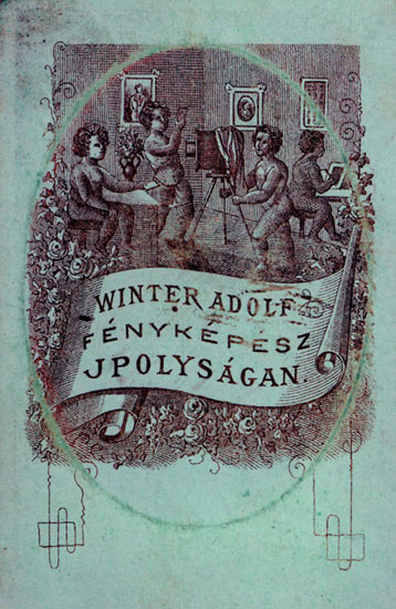 Untersatzkarton von Adolf Winter in Ipolyságan, Ungarn, um 1875